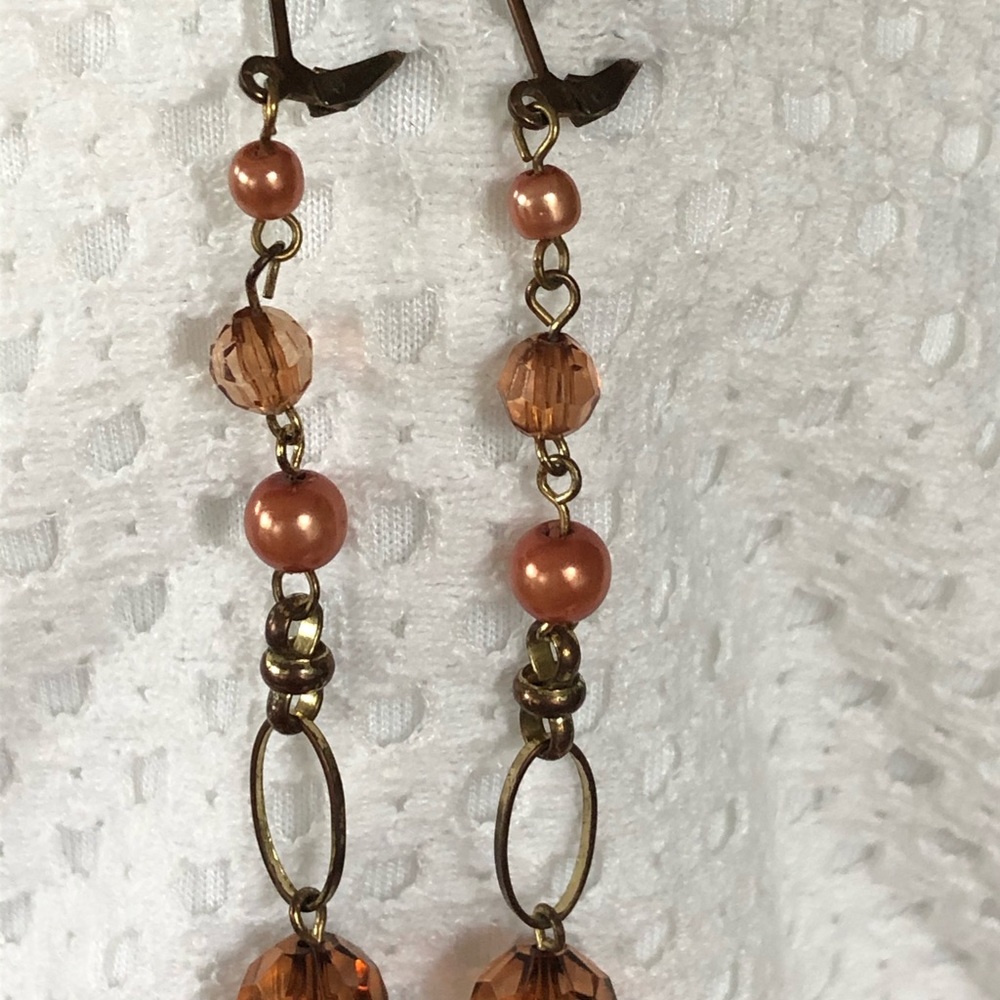 Vintage Style Bead Copper Earrings - Picture 4 of 6